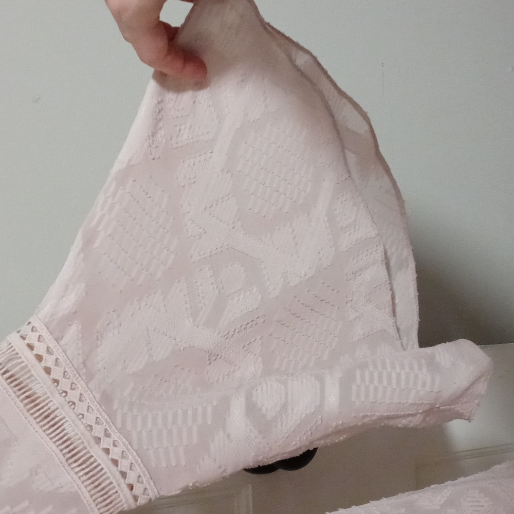 💗Anthropologie Floreat💗 - Rose Pink Eyelet Bell Sleeve Esme Cover-Up Dress - Picture 13 of 16